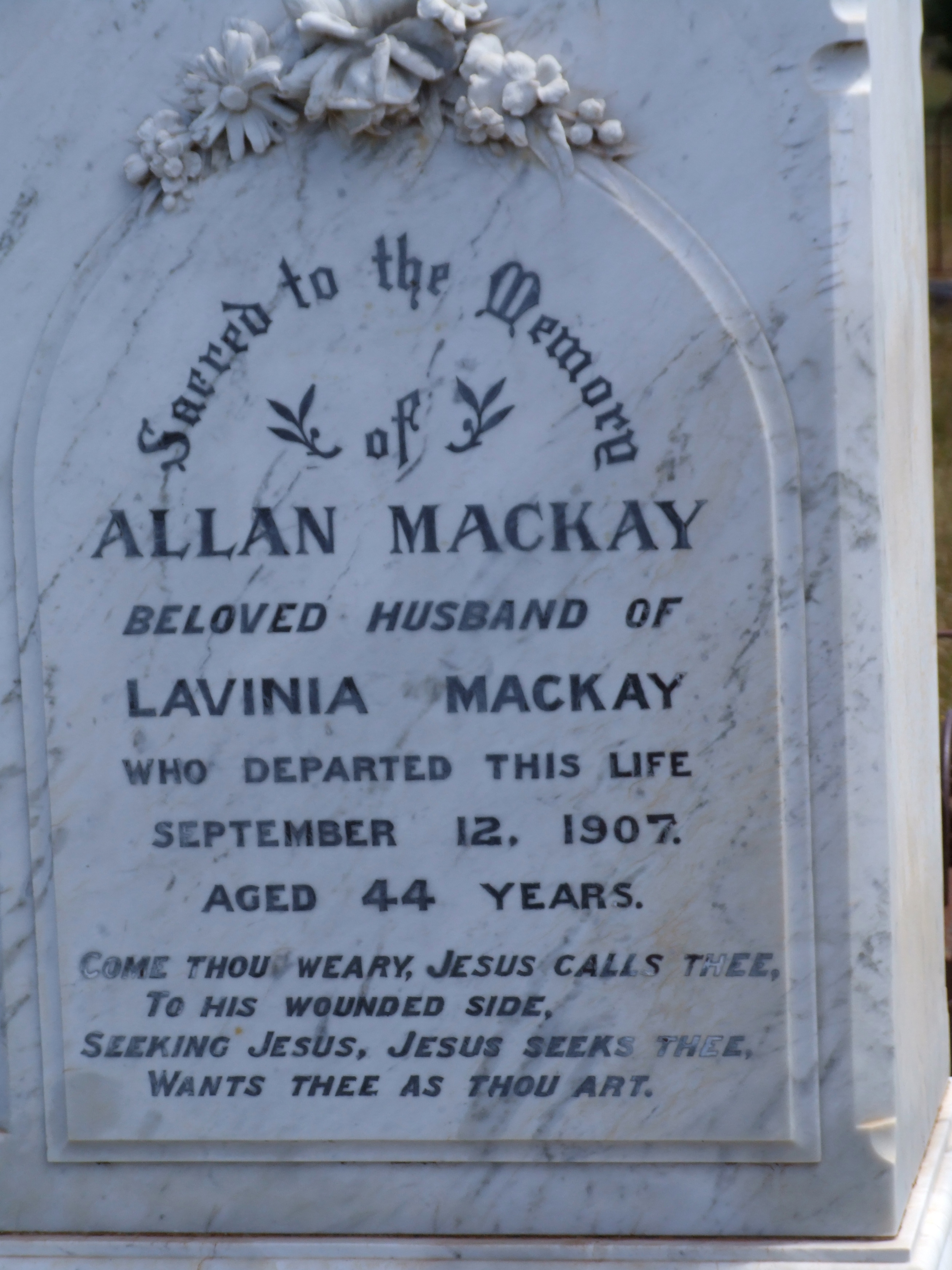 Photo of headstones/Allan MacKay d1907 hdstn Kilcoy nr Wollomombi